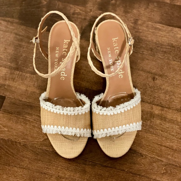 kate spade | Shoes | Worn Once Kate Spade Olivia Raffia Straw Sandal Heels  | Poshmark